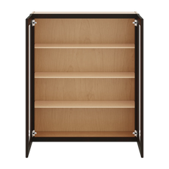 J&K Espresso K8 Wall Glass Cabinet - 36" W x 42" H (No Glass Insert)