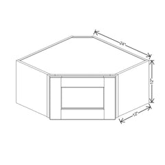 J&K Almond S2 Wall Diagonal Glass Insert- 24" W x 12" H (No Glass Insert)
