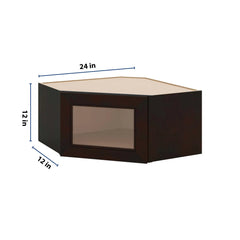 J&K Espresso K8 Wall Diagonal Glass Insert- 24" W x 12" H (No Glass Insert)