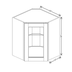 J&K Almond S2 Wall Diagonal Glass Insert- 24" W x 30" H (No Glass Insert)
