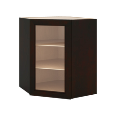 J&K Espresso K8 Wall Diagonal Glass Insert- 24" W x 30" H (No Glass Insert)