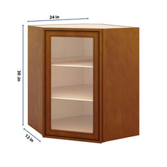 J&K Mocha Glazed K10 Wall Diagonal Glass Insert- 24" W x 30" H (No Glass Insert)