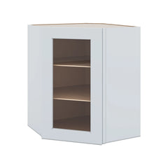 J&K White Shaker S8 Wall Diagonal Glass Insert- 24" W x 30" H (No Glass Insert)