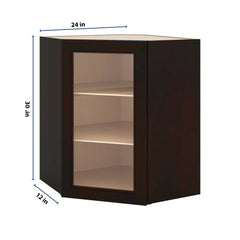 J&K Espresso K8 Wall Diagonal Glass Insert- 24" W x 30" H (No Glass Insert)