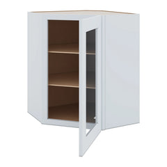 J&K White Shaker S8 Wall Diagonal Glass Insert- 24" W x 30" H (No Glass Insert)