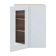 J&K White Shaker S8 Wall Diagonal Glass Insert- 24" W x 30" H (No Glass Insert)