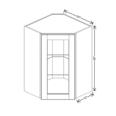 J&K Almond S2 Wall Diagonal Glass Insert- 24" W x 36" H (No Glass Insert)