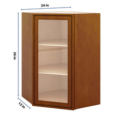 J&K Mocha Glazed K10 Wall Diagonal Glass Insert- 24" W x 36" H (No Glass Insert)