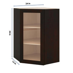 J&K Espresso K8 Wall Diagonal Glass Insert- 24" W x 36" H (No Glass Insert)