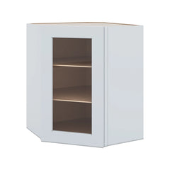 J&K White Shaker S8 Wall Diagonal Glass Insert- 24" W x 36" H (No Glass Insert)