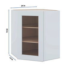 J&K White Shaker S8 Wall Diagonal Glass Insert- 24" W x 36" H (No Glass Insert)