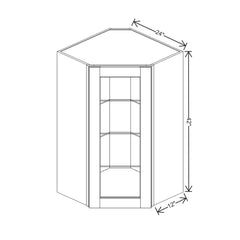 J&K Almond S2 Wall Diagonal Glass Insert- 24" W x 42" H (No Glass Insert)