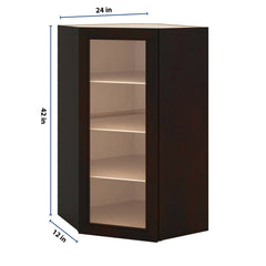 J&K Espresso K8 Wall Diagonal Glass Insert- 24" W x 42" H (No Glass Insert)