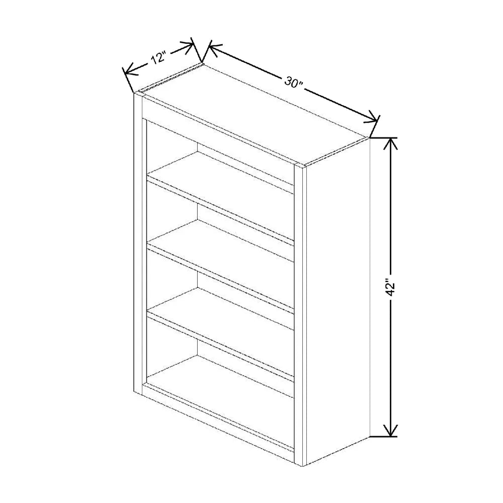 Fabuwood Allure Luna Dove 30" W X 42" H X 12" D Wall Open Shelf Cabinet