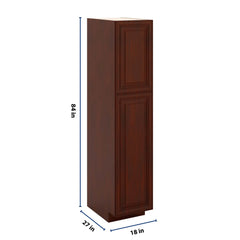 J&K Mahogany J5 Pantry w/Roll-Out Trays 18" W x 84" H x 27" D