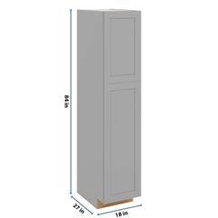 J&K Castle Grey S5 Pantry w/Roll-Out Trays 18" W x 84" H x 27" D