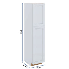 J&K White Shaker S8 Pantry w/Roll-Out Trays 18" W x 84" H x 27" D