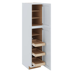 J&K White Shaker S8 Pantry w/Roll-Out Trays 18" W x 84" H x 27" D