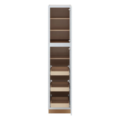J&K White Shaker S8 Pantry w/Roll-Out Trays 18" W x 84" H x 27" D