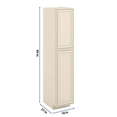 J&K Pearl Glazed H9 Pantry w/Roll-Out Trays 18" W x 90" H x 27" D