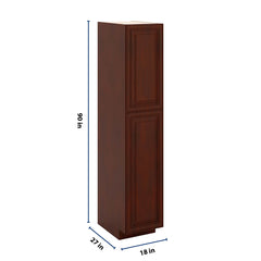 J&K Mahogany J5 Pantry w/Roll-Out Trays 18" W x 90" H x 27" D
