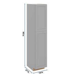 J&K Castle Grey S5 Pantry w/Roll-Out Trays 18" W x 90" H x 27" D
