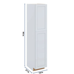 J&K White Shaker S8 Pantry w/Roll-Out Trays 18" W x 90" H x 27" D