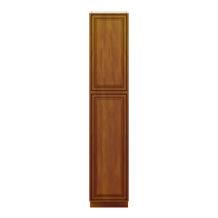 J&K Mocha Glazed K10 Pantry w/Roll-Out Trays 18" W x 90" H x 27" D