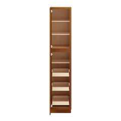 J&K Mocha Glazed K10 Pantry w/Roll-Out Trays 18" W x 90" H x 27" D