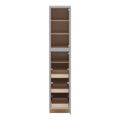 J&K Castle Grey S5 Pantry w/Roll-Out Trays 18" W x 90" H x 27" D