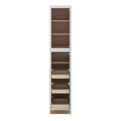 J&K White Shaker S8 Pantry w/Roll-Out Trays 18" W x 90" H x 27" D