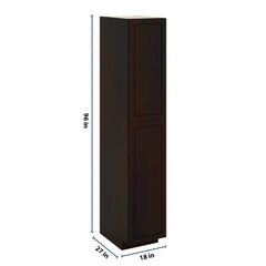 J&K Espresso K8 Pantry w/Roll-Out Trays 18" W x 96" H x 27" D