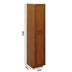 J&K Mocha Glazed K10 Pantry w/Roll-Out Trays 18" W x 96" H x 27" D
