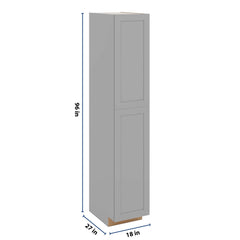 J&K Castle Grey S5 Pantry w/Roll-Out Trays 18" W x 96" H x 27" D