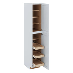 J&K White Shaker S8 Pantry w/Roll-Out Trays 18" W x 96" H x 27" D