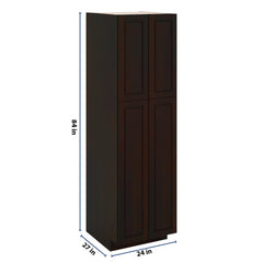 J&K Espresso K8 Pantry w/Roll-Out Trays 24" W x 84" H x 27" D
