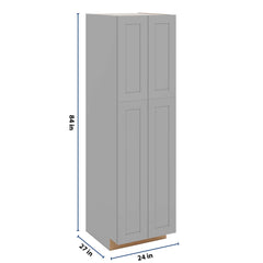 J&K Castle Grey S5 Pantry w/Roll-Out Trays 24" W x 84" H x 27" D