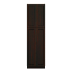 J&K Espresso K8 Pantry w/Roll-Out Trays 24" W x 84" H x 27" D