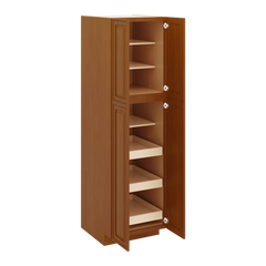 J&K Mocha Glazed K10 Pantry w/Roll-Out Trays 24" W x 84" H x 27" D