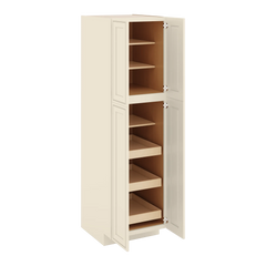 J&K Pearl Glazed H9 Pantry w/Roll-Out Trays 24" W x 84" H x 27" D
