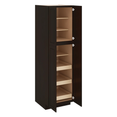 J&K Espresso K8 Pantry w/Roll-Out Trays 24" W x 84" H x 27" D