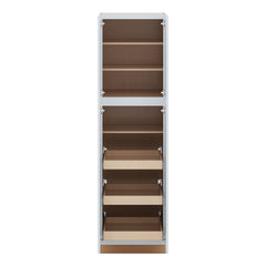 J&K White Shaker S8 Pantry w/Roll-Out Trays 24" W x 84" H x 27" D