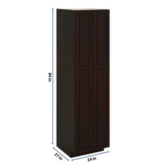 J&K Espresso K8 Pantry w/Roll-Out Trays 24" W x 90" H x 27" D