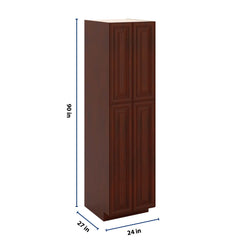 J&K Mahogany J5 Pantry w/Roll-Out Trays 24" W x 90" H x 27" D