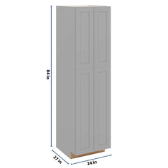 J&K Castle Grey S5 Pantry w/Roll-Out Trays 24" W x 90" H x 27" D