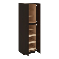 J&K Espresso K8 Pantry w/Roll-Out Trays 24" W x 90" H x 27" D