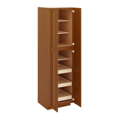 J&K Mocha Glazed K10 Pantry w/Roll-Out Trays 24" W x 90" H x 27" D