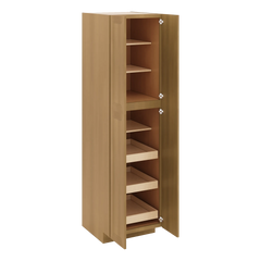 J&K Butterscotch B8 Pantry w/Roll-Out Trays 24" W x 90" H x 27" D