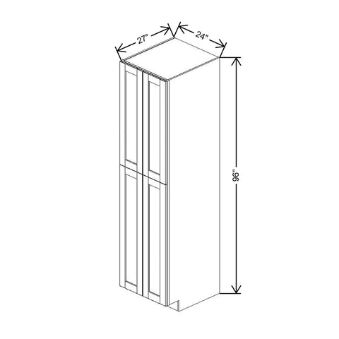 J&K Creme Glazed A7 Pantry w/Roll-Out Trays 24" W x 96" H x 27" D