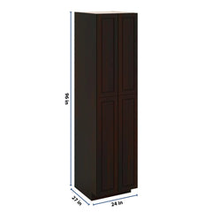 J&K Espresso K8 Pantry w/Roll-Out Trays 24" W x 96" H x 27" D